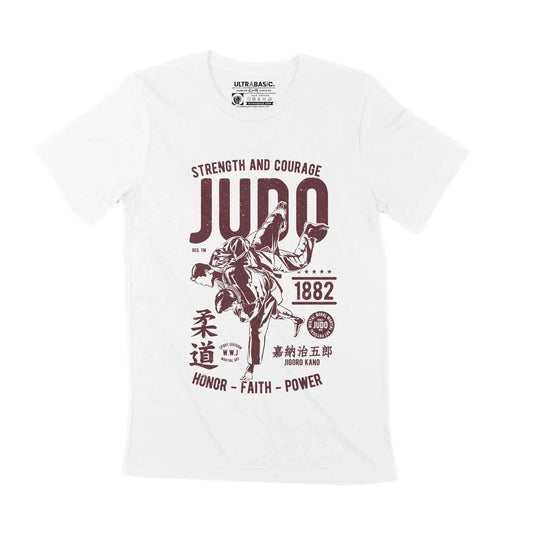 Men's Graphic T-Shirt Judo - Force And Courage - Fighter Eco-Friendly Limited Edition Short Sleeve Tee-Shirt Vintage Birthday Gift Novelty
