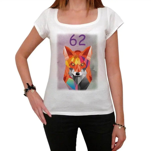 Women's Graphic T-Shirt Geometric Fox 62 62nd Birthday Anniversary 62 Year Old Gift 1962 Vintage Eco-Friendly Ladies Short Sleeve Novelty Tee