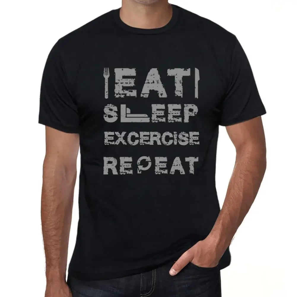 Men's Graphic T-Shirt Eat Sleep Excercise Repeat Eco-Friendly Limited Edition Short Sleeve Tee-Shirt Vintage Birthday Gift Novelty