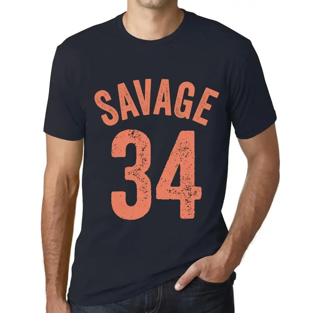 Men's Graphic T-Shirt Savage 34 34th Birthday Anniversary 34 Year Old Gift 1990 Vintage Eco-Friendly Short Sleeve Novelty Tee