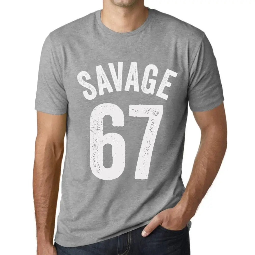 Men's Graphic T-Shirt Savage 67 67th Birthday Anniversary 67 Year Old Gift 1957 Vintage Eco-Friendly Short Sleeve Novelty Tee