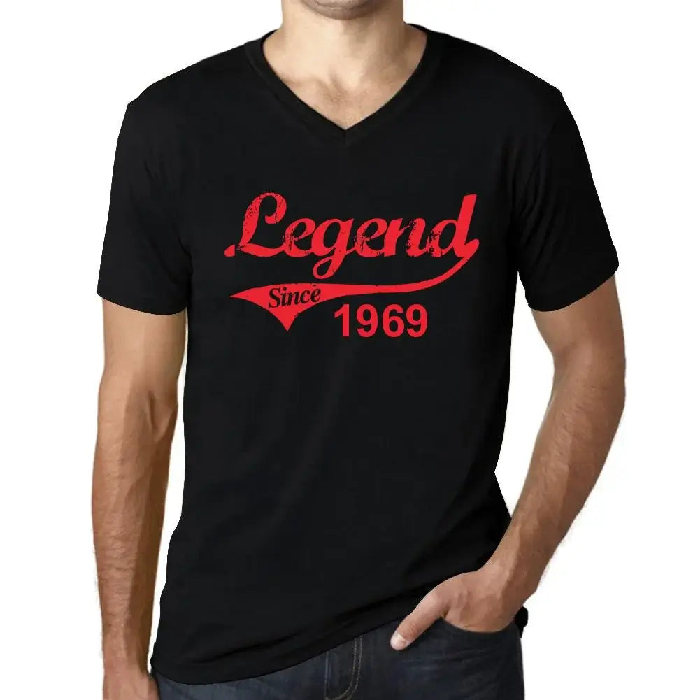 Men's Graphic T-Shirt V Neck Legend Since 1969 55th Birthday Anniversary 55 Year Old Gift 1969 Vintage Eco-Friendly Short Sleeve Novelty Tee