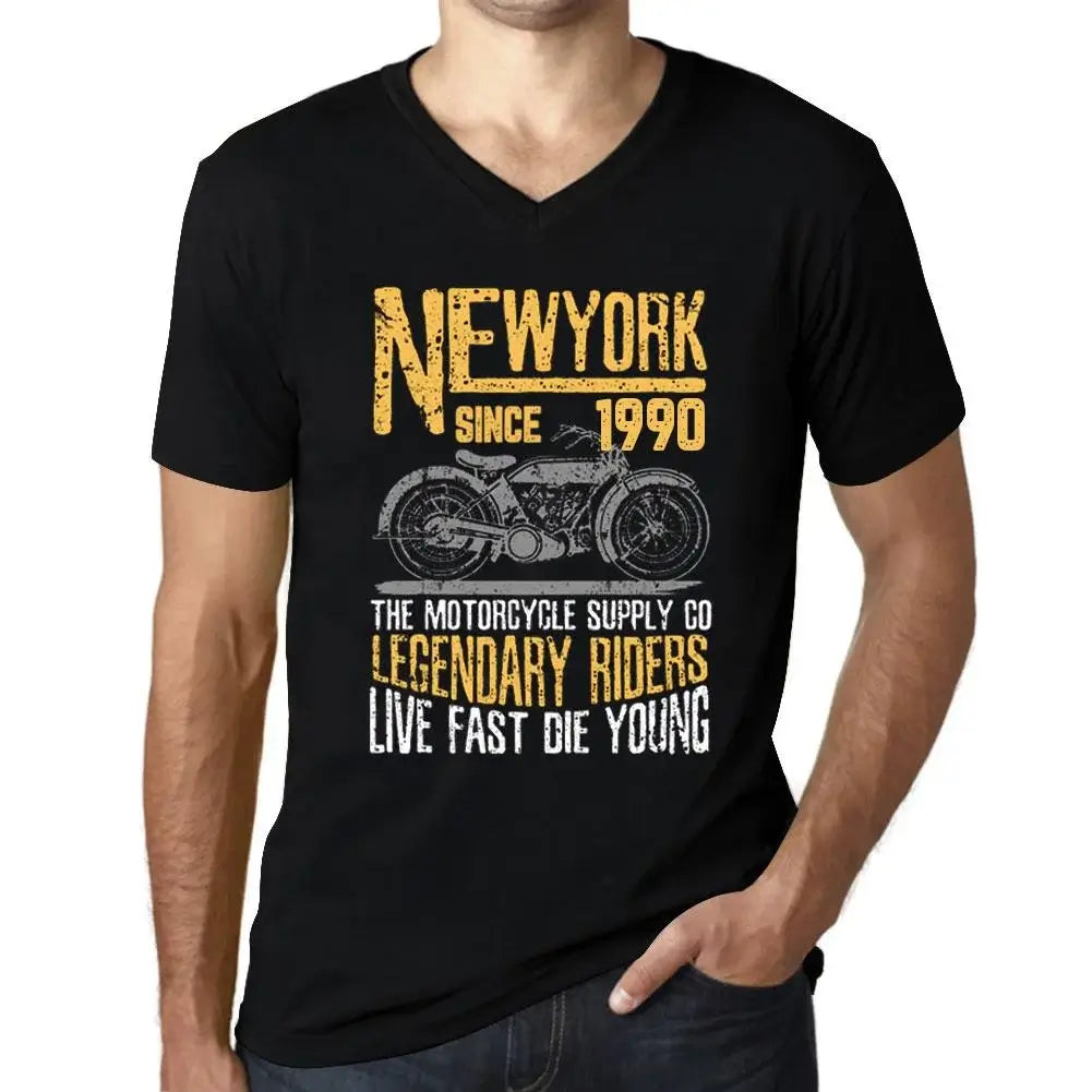 Men's Graphic T-Shirt V Neck Motorcycle Legendary Riders Since 1990 34th Birthday Anniversary 34 Year Old Gift 1990 Vintage Eco-Friendly Short Sleeve Novelty Tee