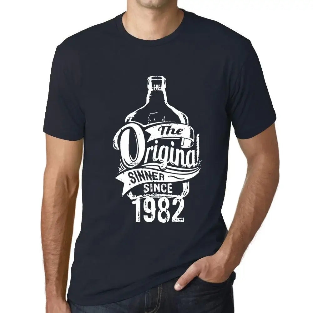 Men's Graphic T-Shirt The Original Sinner Since 1982 42nd Birthday Anniversary 42 Year Old Gift 1982 Vintage Eco-Friendly Short Sleeve Novelty Tee