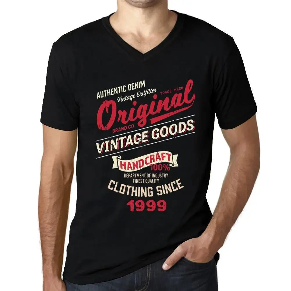 Men's Graphic T-Shirt V Neck Original Vintage Clothing Since 1999 25th Birthday Anniversary 25 Year Old Gift 1999 Vintage Eco-Friendly Short Sleeve Novelty Tee