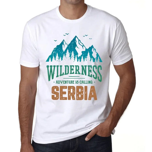 Men's Graphic T-Shirt Wilderness, Adventure Is Calling Serbia Eco-Friendly Limited Edition Short Sleeve Tee-Shirt Vintage Birthday Gift Novelty