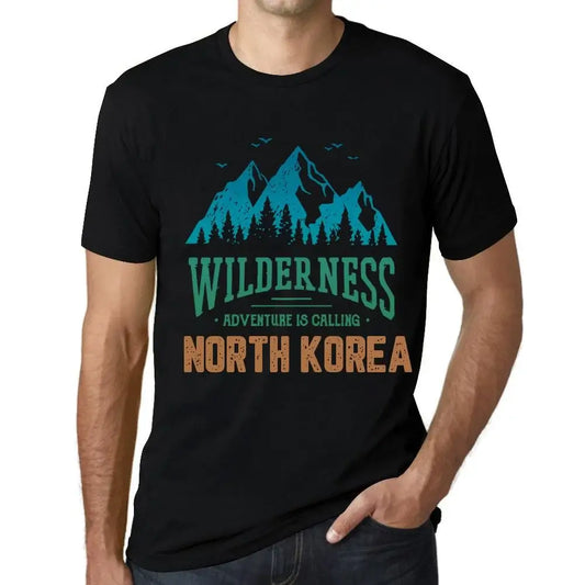 Men's Graphic T-Shirt Wilderness, Adventure Is Calling North Korea Eco-Friendly Limited Edition Short Sleeve Tee-Shirt Vintage Birthday Gift Novelty