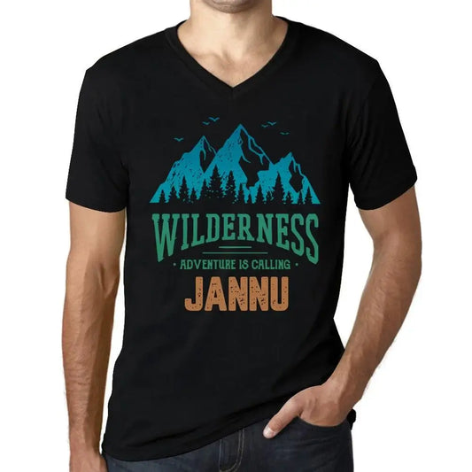 Men's Graphic T-Shirt V Neck Wilderness, Adventure Is Calling Jannu Eco-Friendly Limited Edition Short Sleeve Tee-Shirt Vintage Birthday Gift Novelty