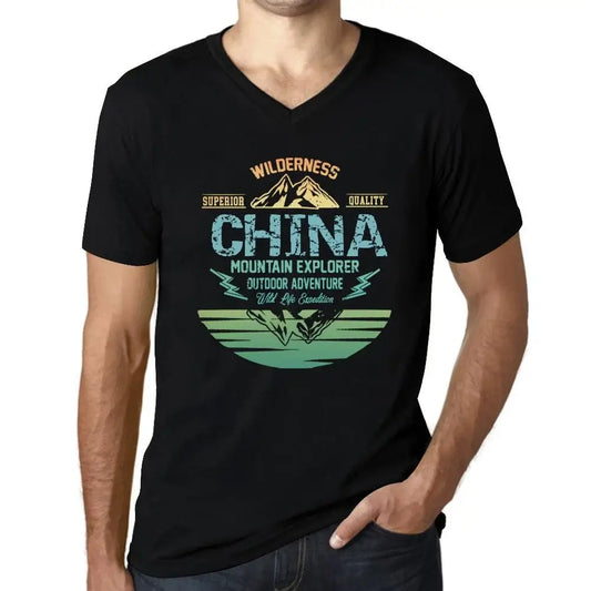 Men's Graphic T-Shirt V Neck Outdoor Adventure, Wilderness, Mountain Explorer China Eco-Friendly Limited Edition Short Sleeve Tee-Shirt Vintage Birthday Gift Novelty