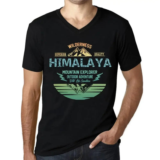 Men's Graphic T-Shirt V Neck Outdoor Adventure, Wilderness, Mountain Explorer Himalaya Eco-Friendly Limited Edition Short Sleeve Tee-Shirt Vintage Birthday Gift Novelty