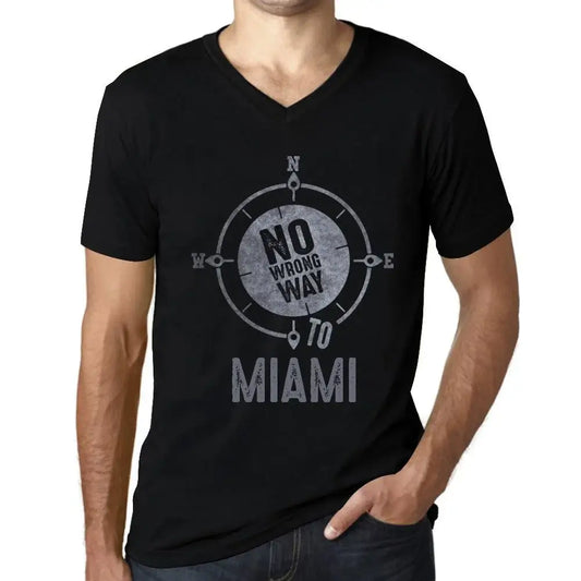 Men's Graphic T-Shirt V Neck No Wrong Way To Miami Eco-Friendly Limited Edition Short Sleeve Tee-Shirt Vintage Birthday Gift Novelty