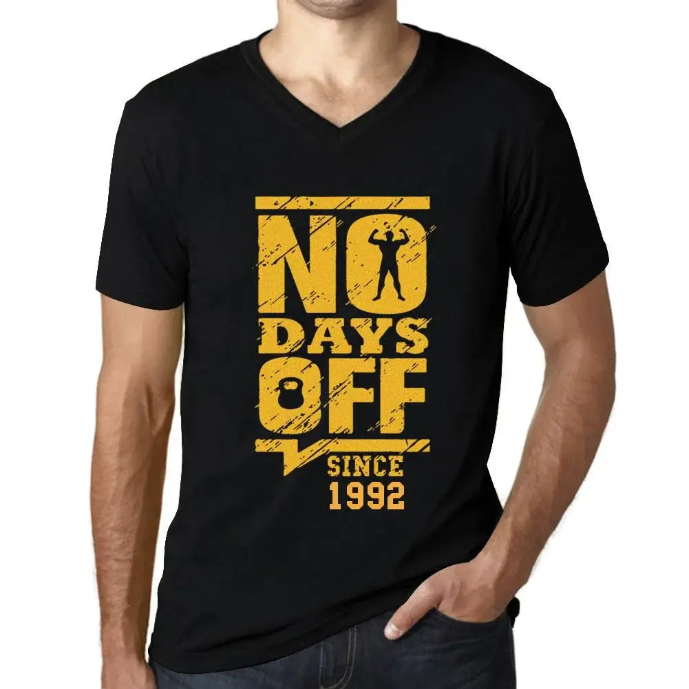 Men's Graphic T-Shirt V Neck No Days Off Since 1992 32nd Birthday Anniversary 32 Year Old Gift 1992 Vintage Eco-Friendly Short Sleeve Novelty Tee