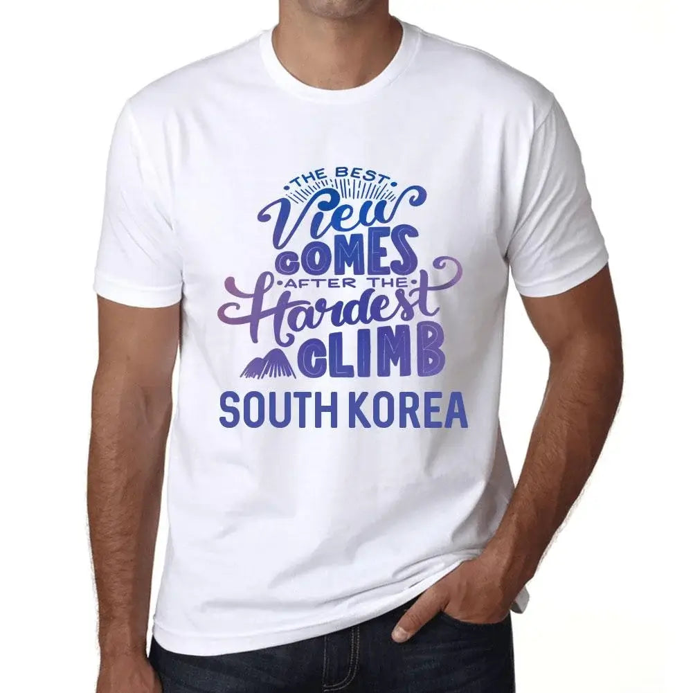 Men's Graphic T-Shirt The Best View Comes After Hardest Mountain Climb South Korea Eco-Friendly Limited Edition Short Sleeve Tee-Shirt Vintage Birthday Gift Novelty