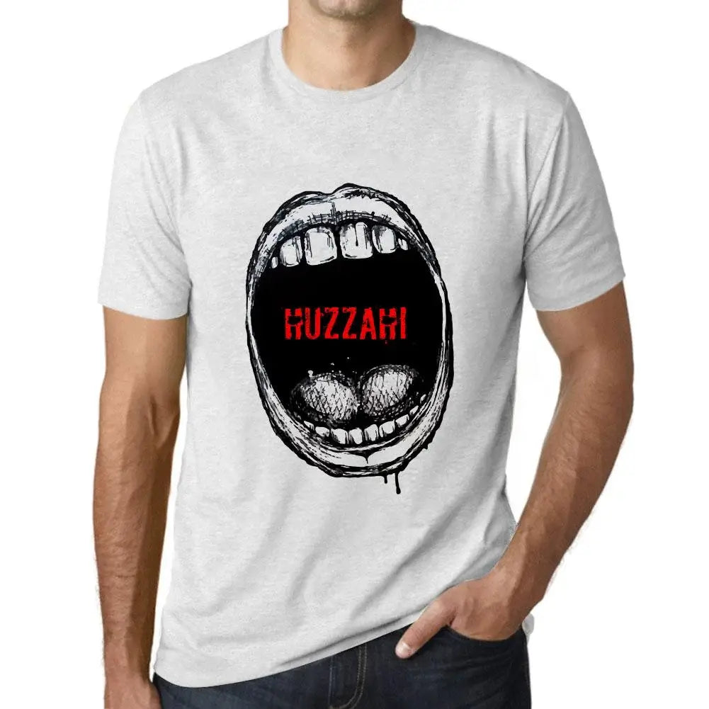 Men's Graphic T-Shirt Mouth Expressions Huzzah! Eco-Friendly Limited Edition Short Sleeve Tee-Shirt Vintage Birthday Gift Novelty