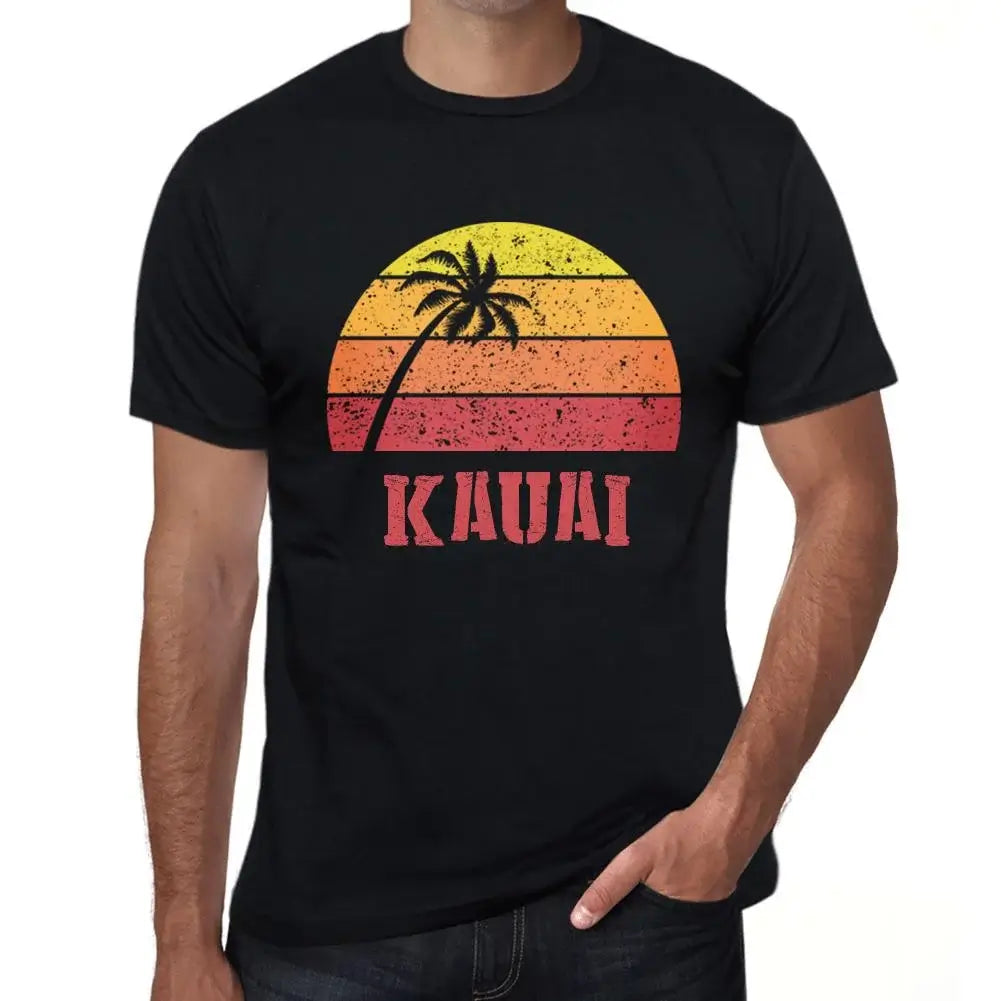 Men's Graphic T-Shirt Palm, Beach, Sunset In Kauai Eco-Friendly Limited Edition Short Sleeve Tee-Shirt Vintage Birthday Gift Novelty