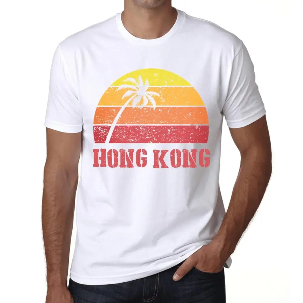 Men's Graphic T-Shirt Palm, Beach, Sunset In Hong Kong Eco-Friendly Limited Edition Short Sleeve Tee-Shirt Vintage Birthday Gift Novelty