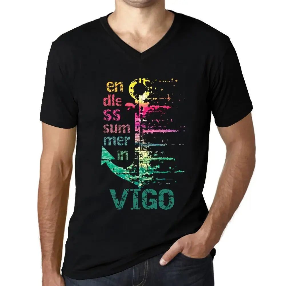 Men's Graphic T-Shirt V Neck Endless Summer In Vigo Eco-Friendly Limited Edition Short Sleeve Tee-Shirt Vintage Birthday Gift Novelty