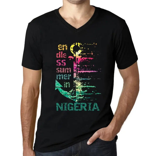 Men's Graphic T-Shirt V Neck Endless Summer In Nigeria Eco-Friendly Limited Edition Short Sleeve Tee-Shirt Vintage Birthday Gift Novelty
