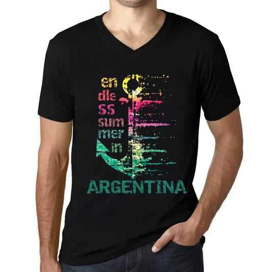 Men's Graphic T-Shirt V Neck Endless Summer In Argentina Eco-Friendly Limited Edition Short Sleeve Tee-Shirt Vintage Birthday Gift Novelty