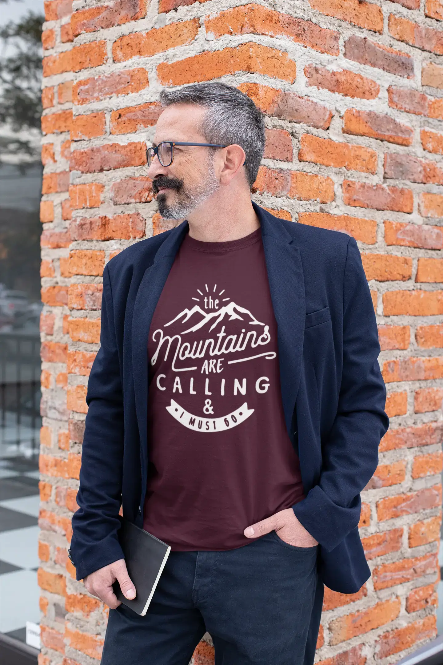 ULTRABASIC - Graphic Printed Men's The Mountains Are Calling And I Must Go Hiking Tee Dark Purple