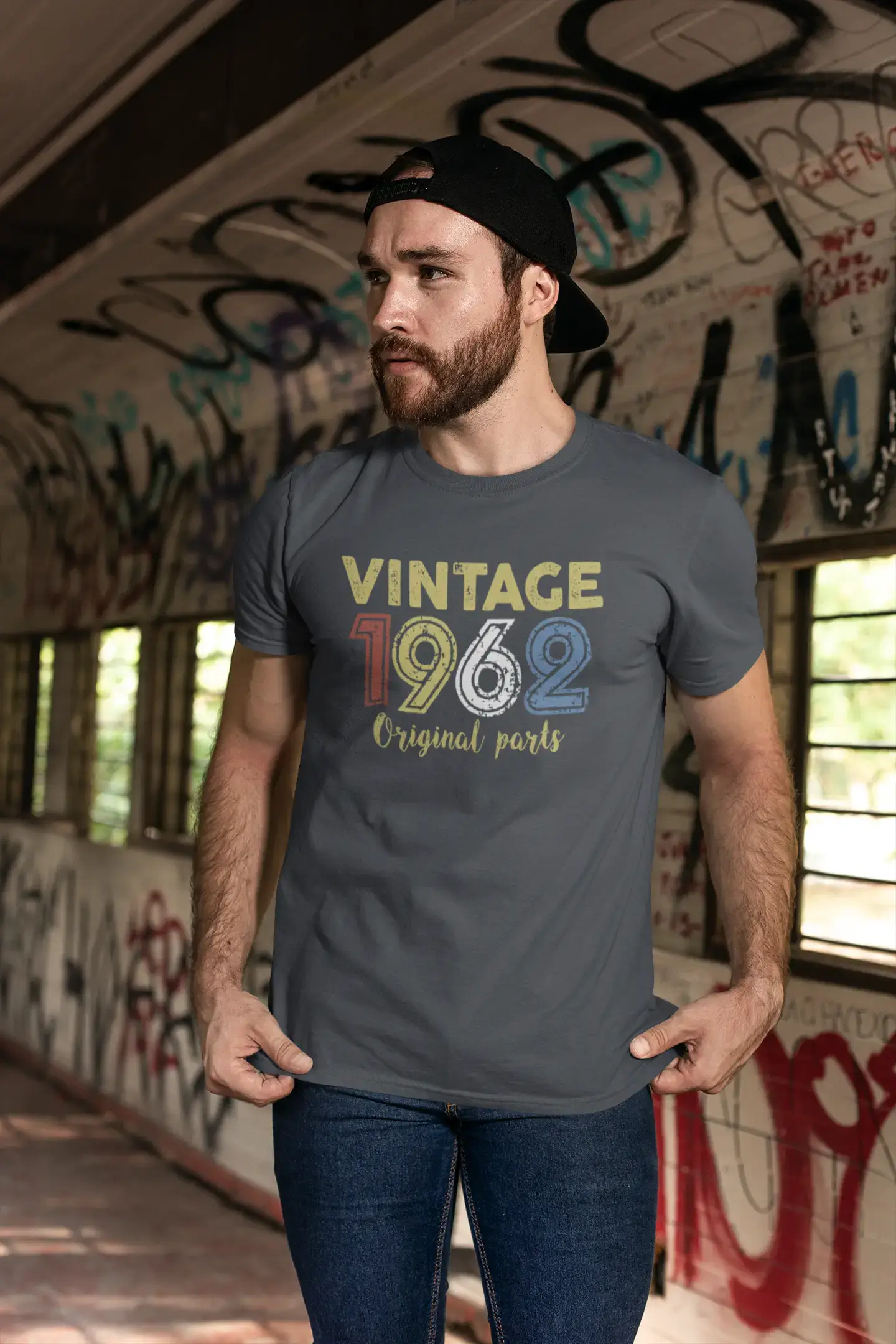 ULTRABASIC - Graphic Printed Men's Vintage 1962 T-Shirt Navy