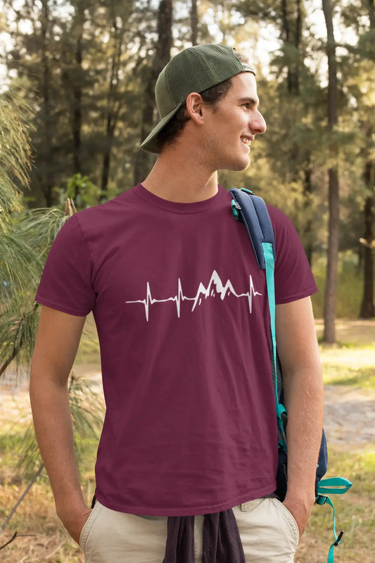 ULTRABASIC - Graphic Printed Men's Mountain Heartbeat T-Shirt Royal Blue