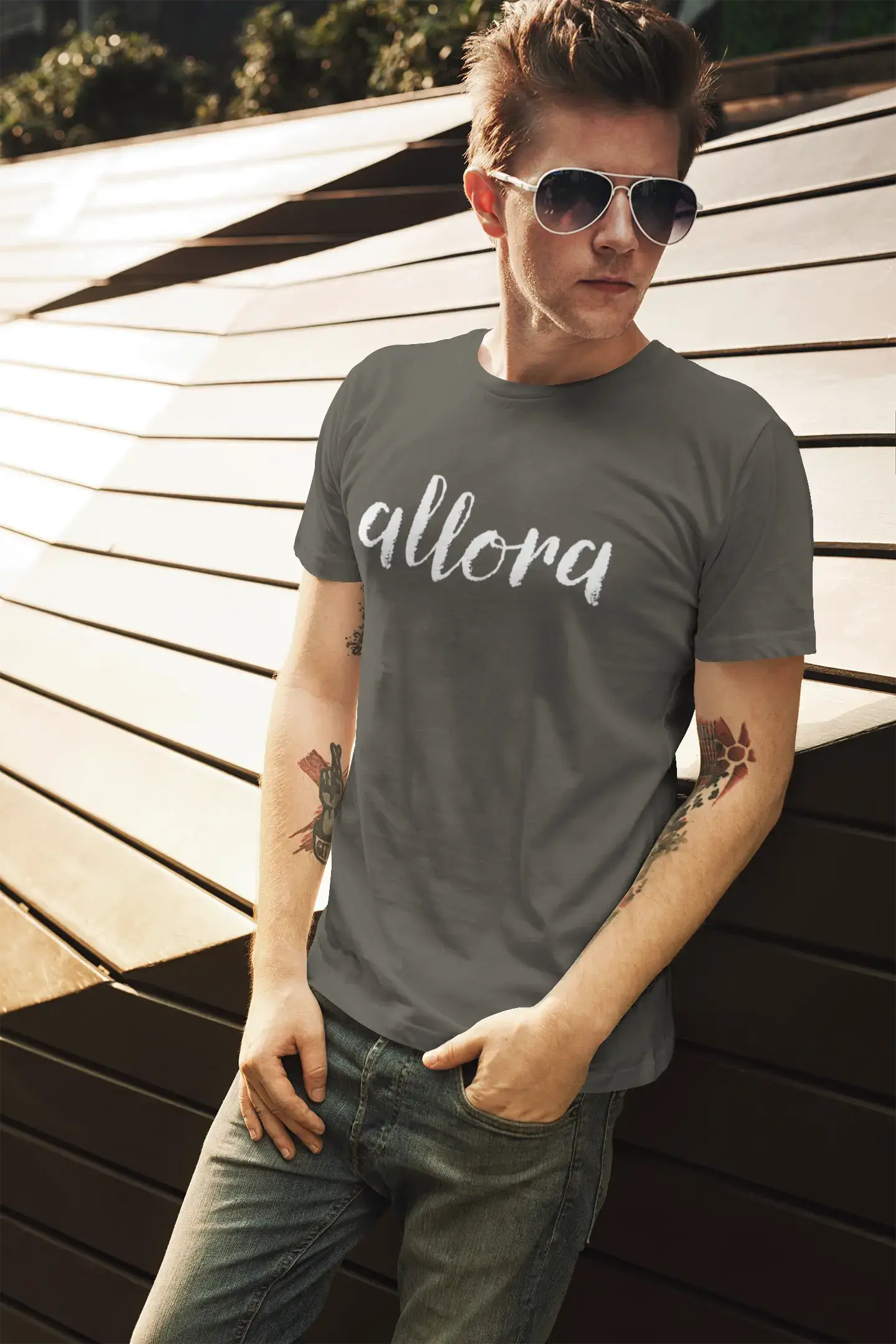 ULTRABASIC - Graphic Printed Men's Allora T-Shirt French Navy