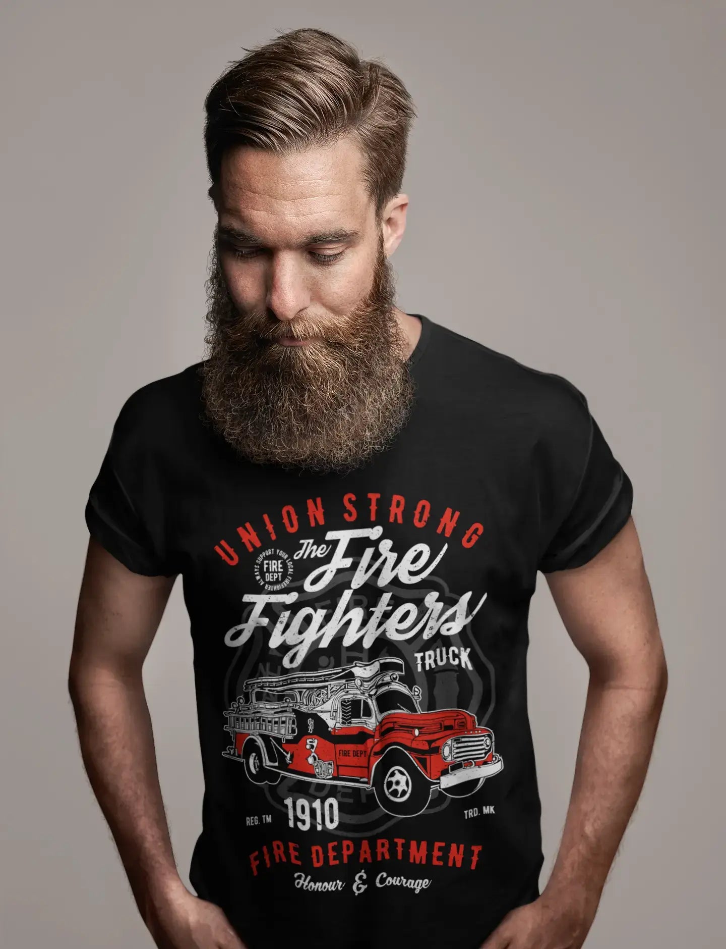 ULTRABASIC Men's T-Shirt Union Strong Fire Fighter Department - Honour and Courage Tee Shirt