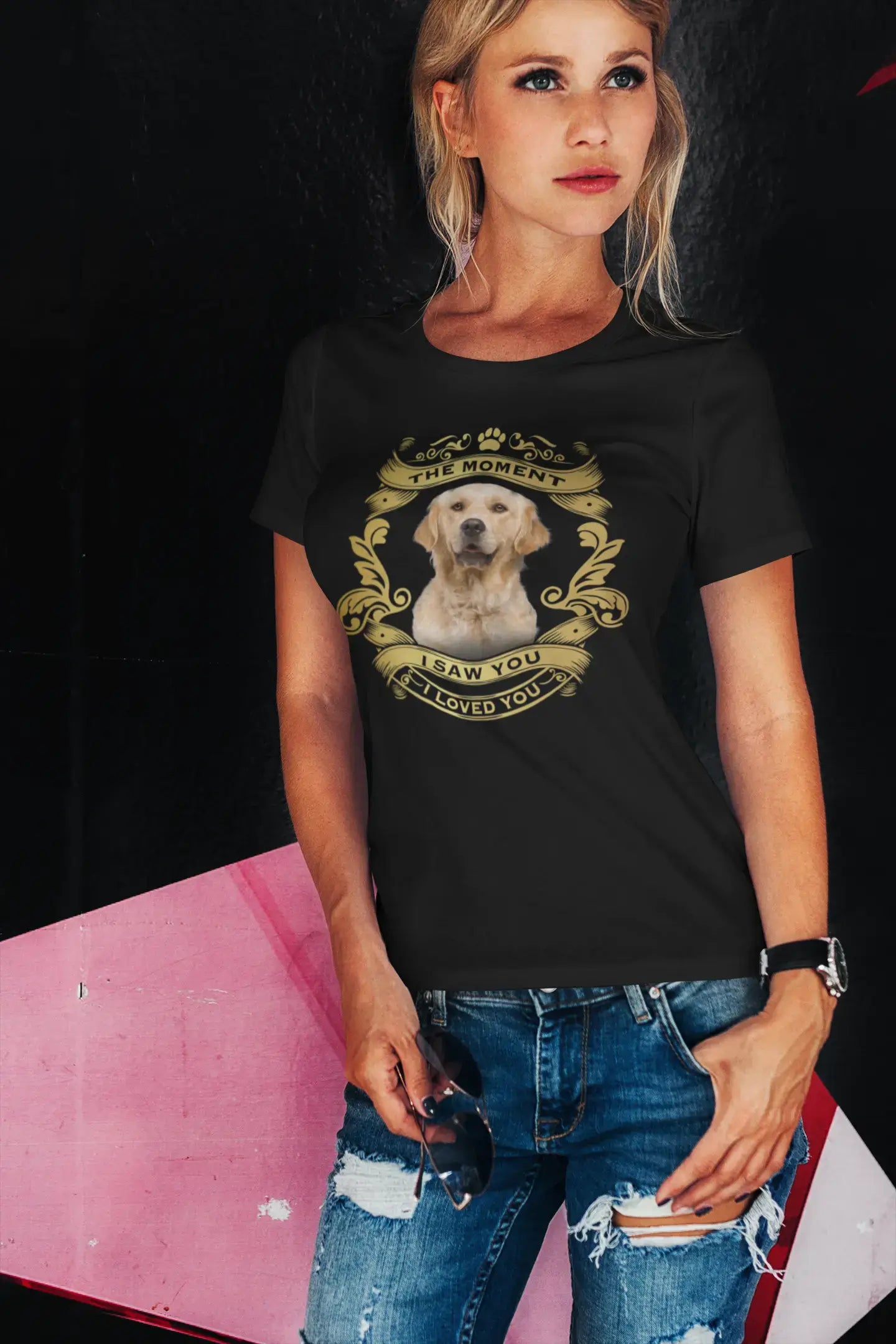 ULTRABASIC Women's Organic T-Shirt Golden Retriever Dog - Moment I Saw You I Loved You Puppy Tee Shirt for Ladies