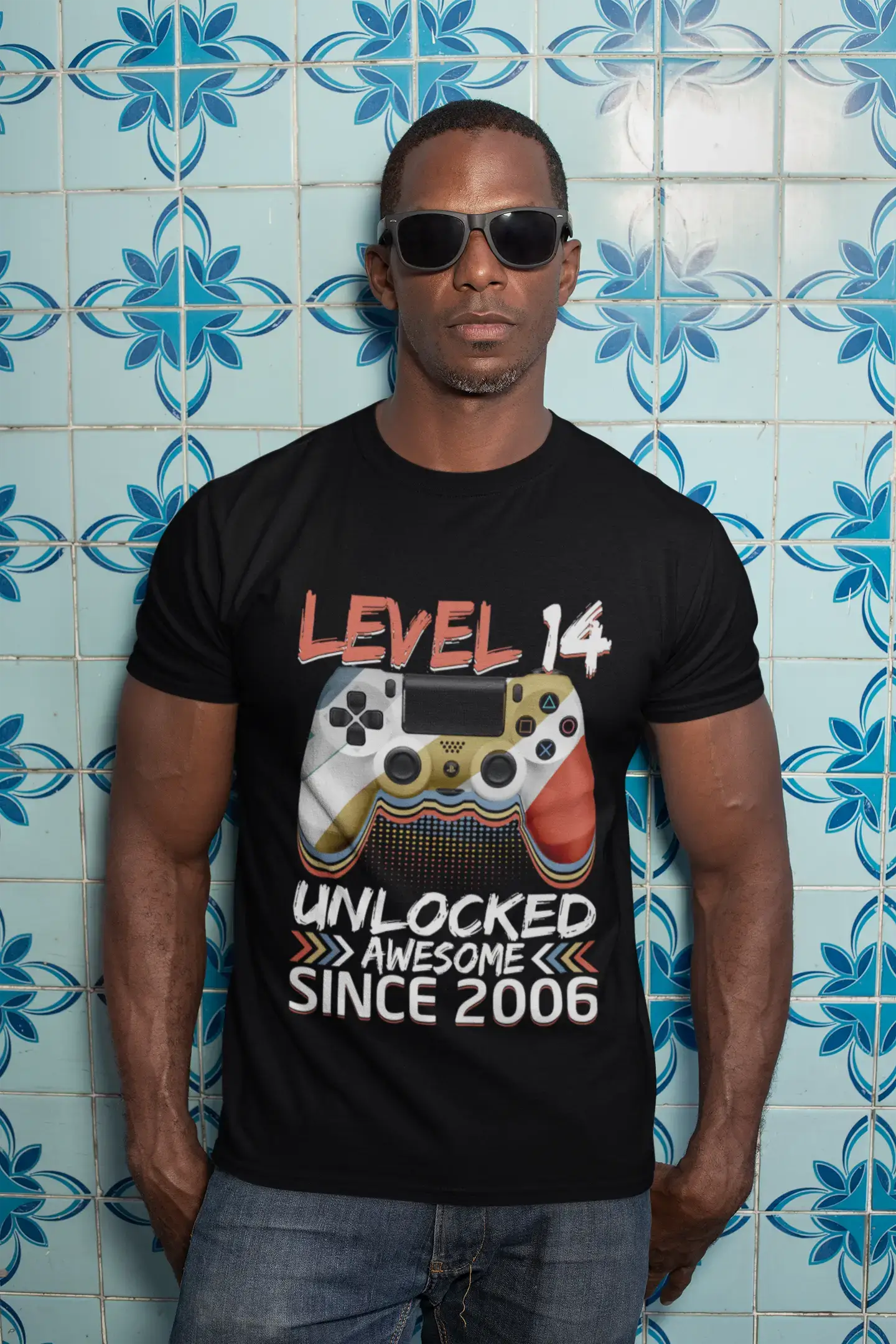 ULTRABASIC Men's Gaming T-Shirt Level 14 Unlocked Since 2006 - 14th Birthday Gift