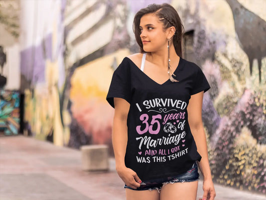ULTRABASIC Women's T-Shirt I Survived 35 Years of Marriage and All I Got is This Tshirt - Funny Anniversary Tee Shirt