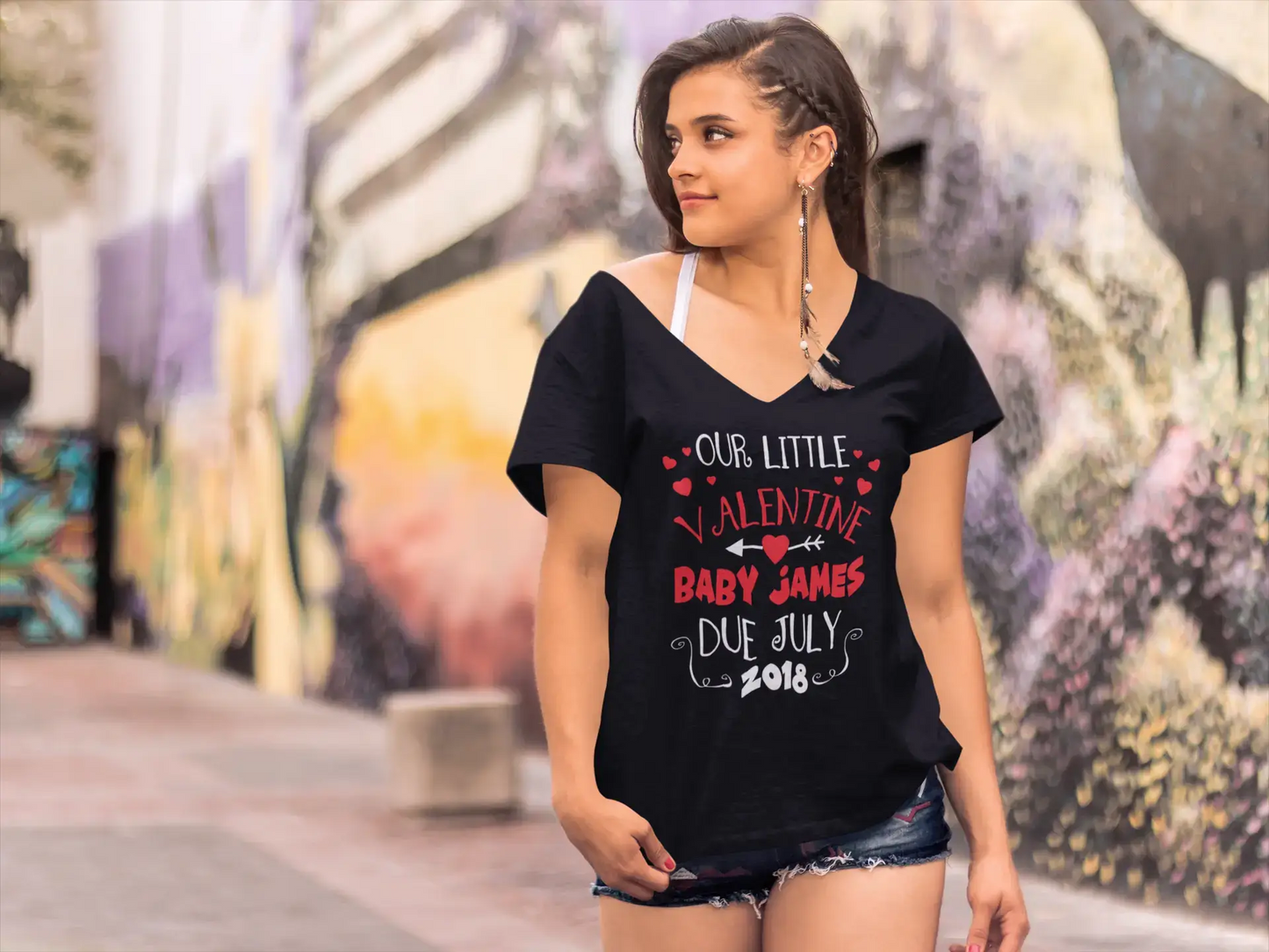 ULTRABASIC Women's T-Shirt Our Little Valentine - Valentine's Day Short Sleeve Graphic Tees Tops