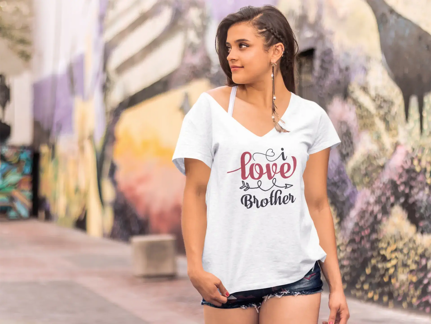 ULTRABASIC Women's T-Shirt I Love Brother - Bro Short Sleeve Tee Shirt Gift Tops