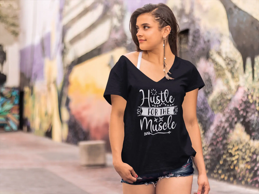ULTRABASIC Women's T-Shirt Hustle For The Muscle - Funny Vintage Tee Shirt