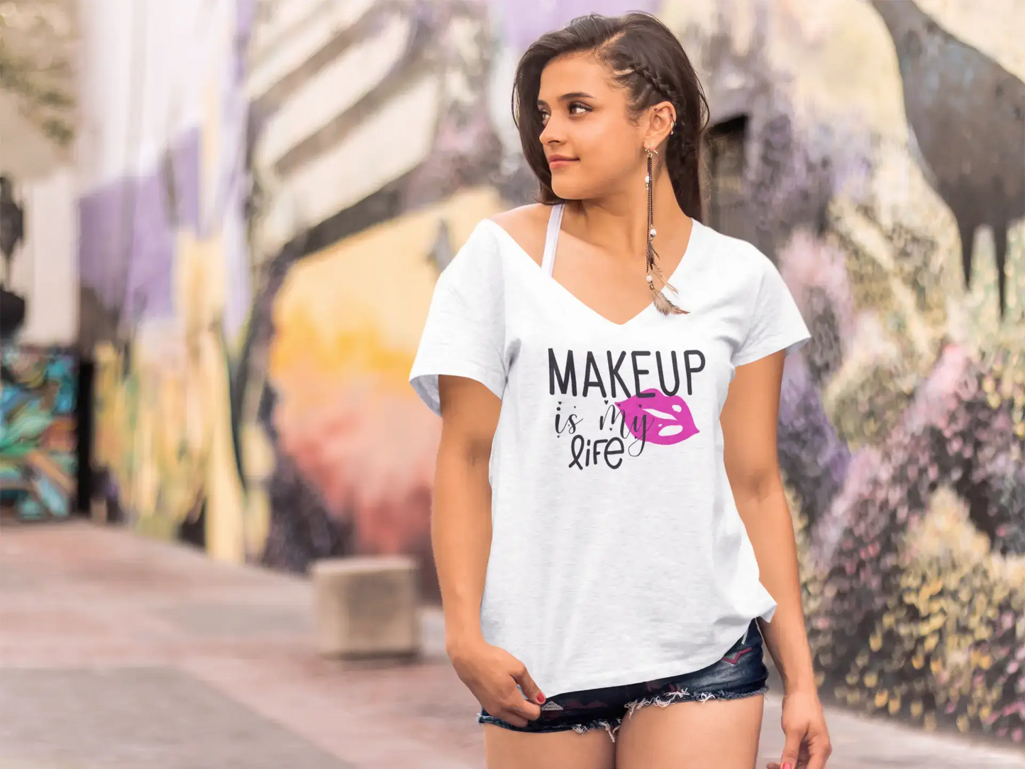 ULTRABASIC Women's Novelty T-Shirt Make Up is My Life - Funny Girl's Quote