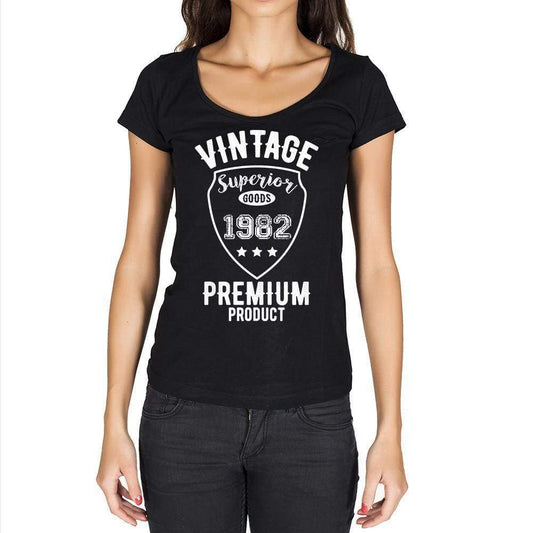 1982, Vintage Superior, Black, Women's Short Sleeve Round Neck T-shirt 00091 - ultrabasic-com