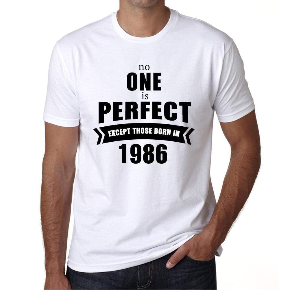 1986, No One Is Perfect, white, Men's Short Sleeve Round Neck T-shirt 00093 - ultrabasic-com