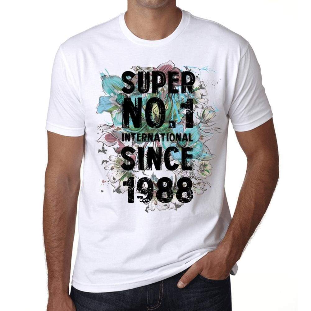 1988, Super No.1 Since 1988 Men's T-shirt White Birthday Gift 00507 - ultrabasic-com