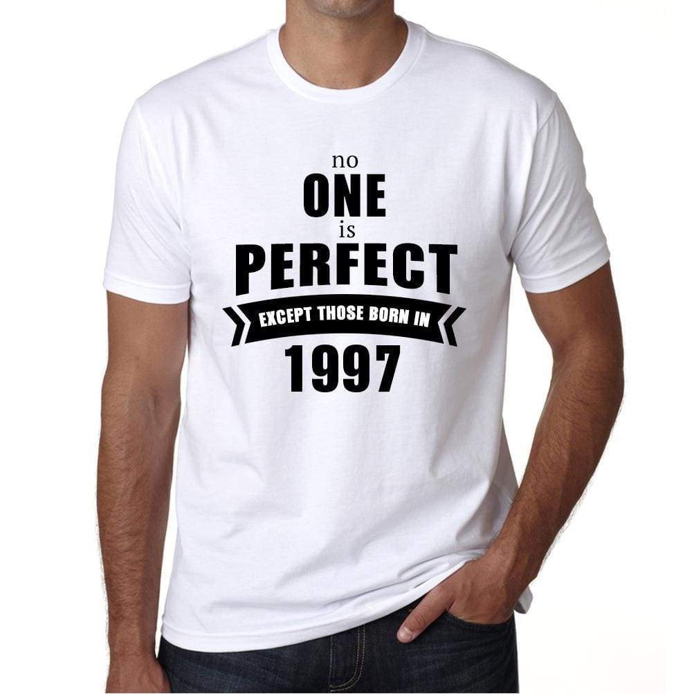 1997 No One Is Perfect White Mens Short Sleeve Round Neck T-Shirt 00093 - White / S - Casual