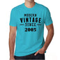 2005 Modern Vintage Blue Mens Short Sleeve Round Neck T-Shirt 00107 - Blue / S - Casual