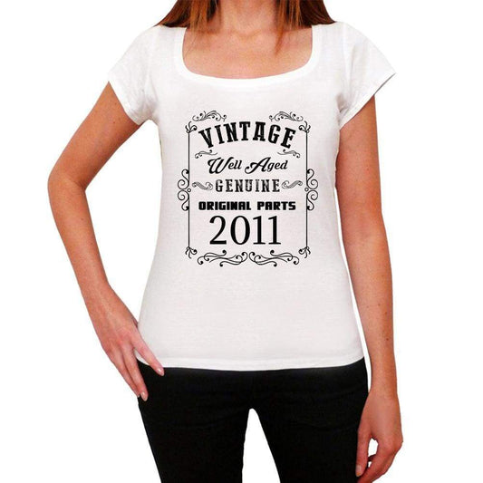 2011 Well Aged White Womens Short Sleeve Round Neck T-Shirt 00108 - White / Xs - Casual