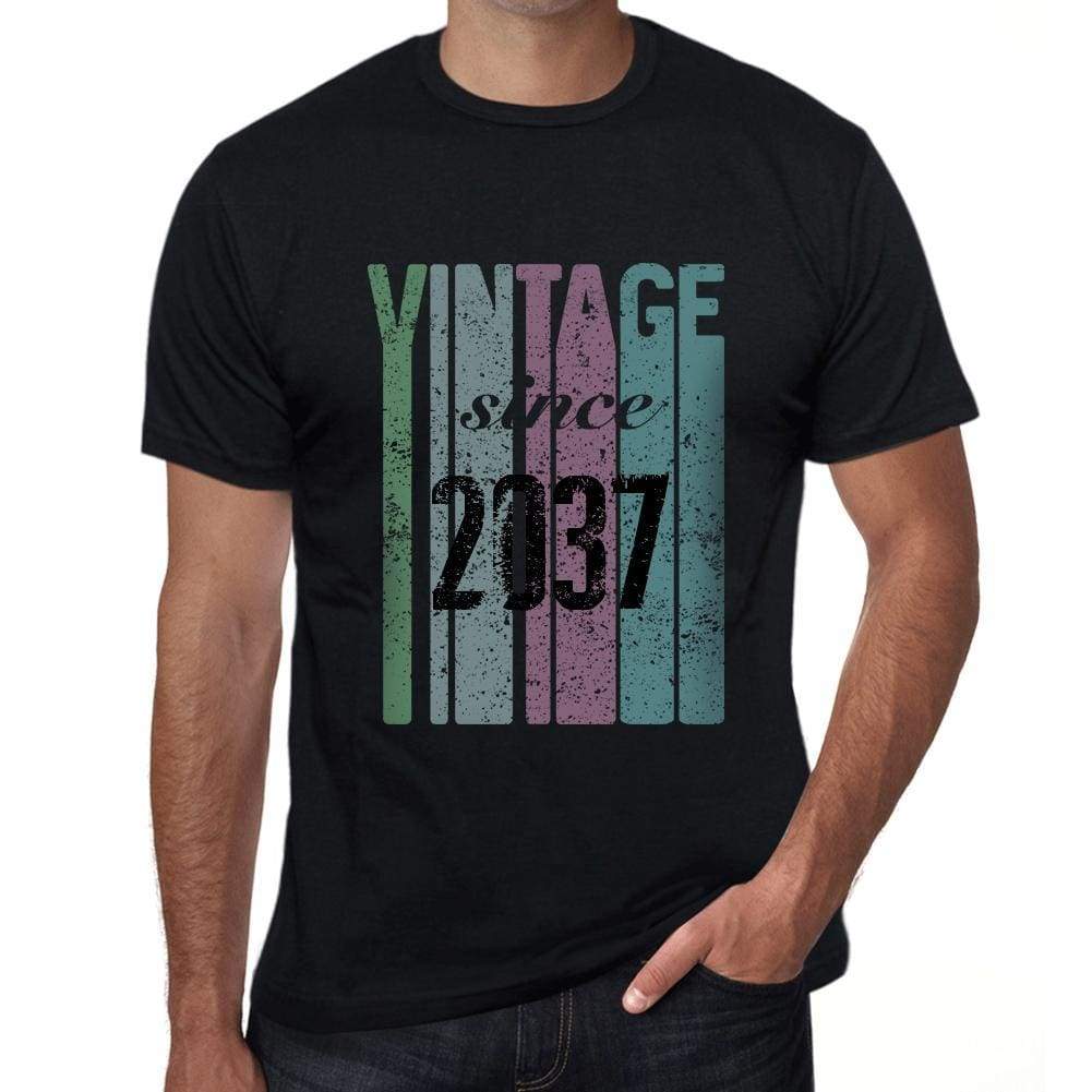 2037 Vintage Since 2037 Mens T-Shirt Black Birthday Gift 00502 - Black / X-Small - Casual