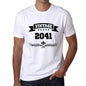 2041 Vintage Year White Mens Short Sleeve Round Neck T-Shirt 00096 - White / S - Casual