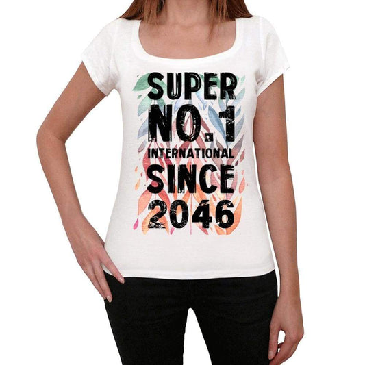 2046 Super No.1 Since 2046 Womens T-Shirt White Birthday Gift 00505 - White / Xs - Casual