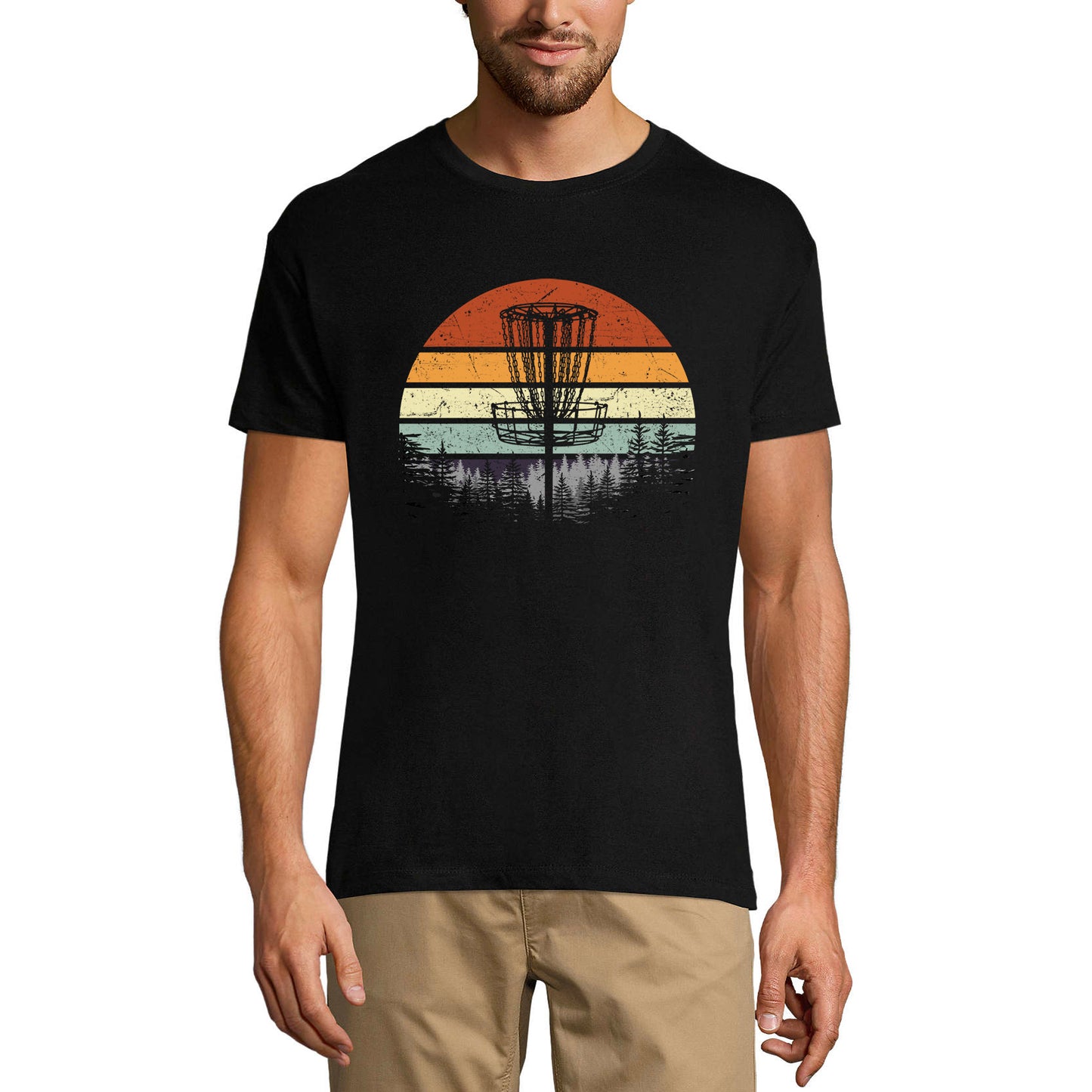 ULTRABASIC Men's T-Shirt Retro Vintage Sunset Chains Disc Golf