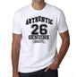 26 Authentic Genuine White Mens Short Sleeve Round Neck T-Shirt 00121 - White / S - Casual