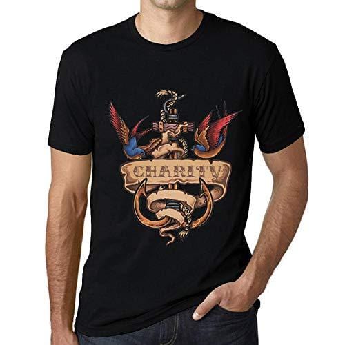 Ultrabasic - Homme T-Shirt Graphique Anchor Tattoo Charity Noir Profond