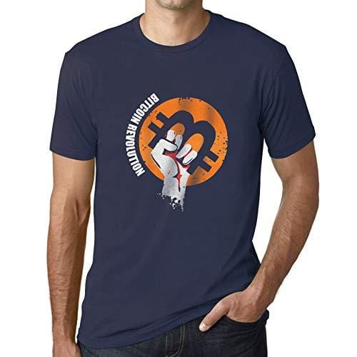 Ultrabasic - Homme T-Shirt Révolution Bitcoin T-Shirt HODL BTC Crypto Commerçants Cadeau Imprimé Tée-Shirt French Marine