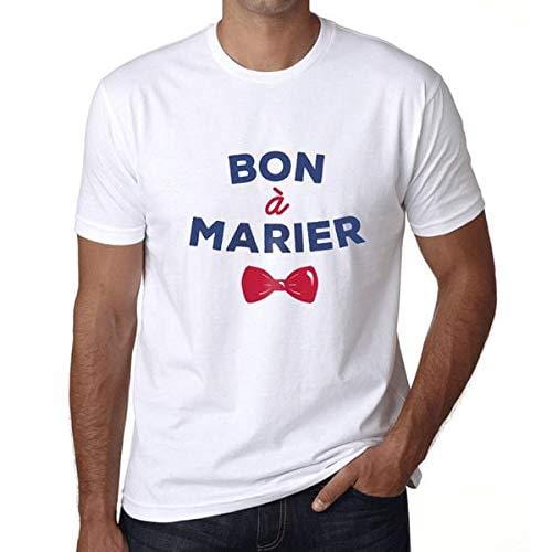 Homme T-Shirt Graphique Imprimé Vintage Tee Bon à Marier Blanc