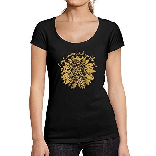 Ultrabasic - Tee-Shirt Femme col Rond Décolleté I Just Wanna Soak Up The Sun SunflowerFrench Marine